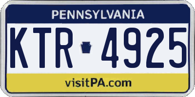 PA license plate KTR4925