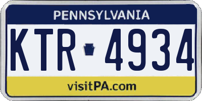 PA license plate KTR4934