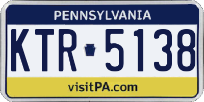 PA license plate KTR5138