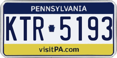 PA license plate KTR5193