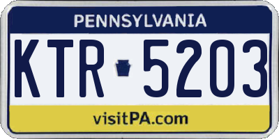 PA license plate KTR5203