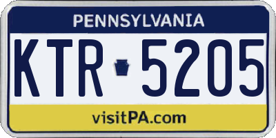 PA license plate KTR5205