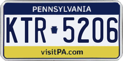 PA license plate KTR5206