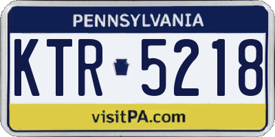 PA license plate KTR5218