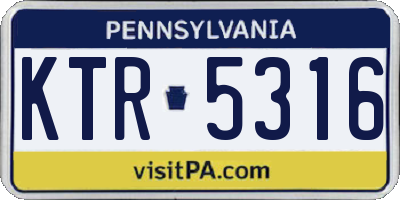 PA license plate KTR5316