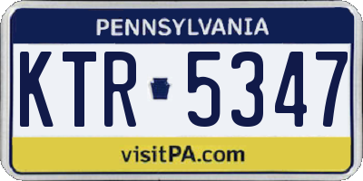PA license plate KTR5347