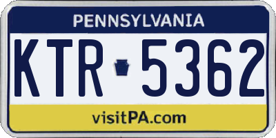 PA license plate KTR5362