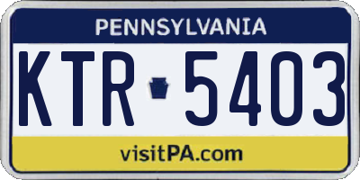 PA license plate KTR5403