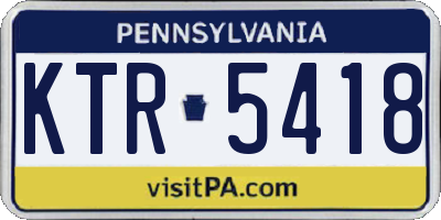 PA license plate KTR5418