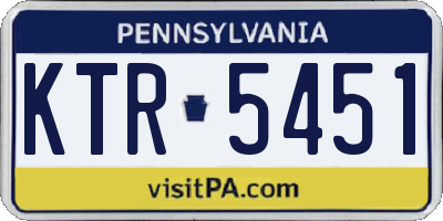 PA license plate KTR5451