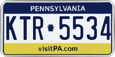 PA license plate KTR5534