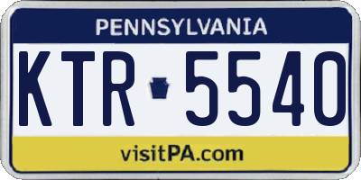 PA license plate KTR5540