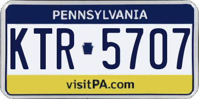 PA license plate KTR5707