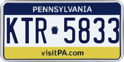 PA license plate KTR5833