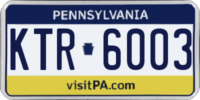 PA license plate KTR6003