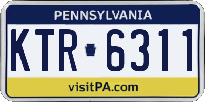 PA license plate KTR6311