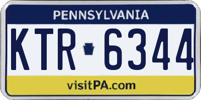 PA license plate KTR6344