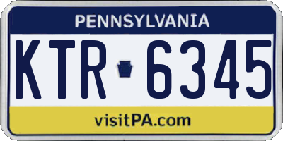 PA license plate KTR6345