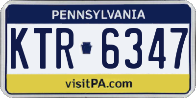 PA license plate KTR6347