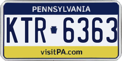 PA license plate KTR6363