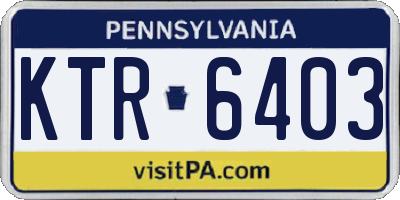 PA license plate KTR6403