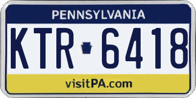 PA license plate KTR6418