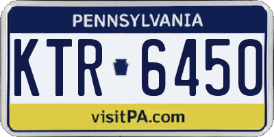 PA license plate KTR6450