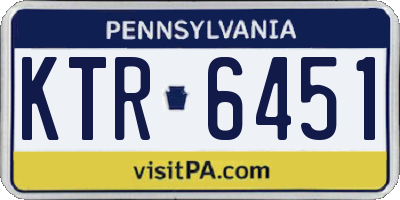 PA license plate KTR6451