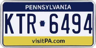 PA license plate KTR6494
