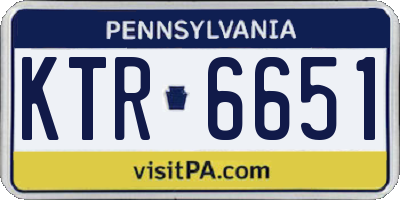 PA license plate KTR6651