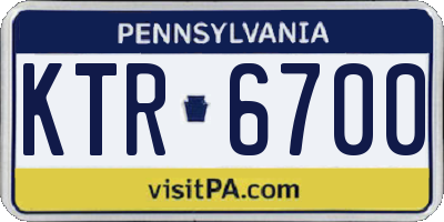 PA license plate KTR6700