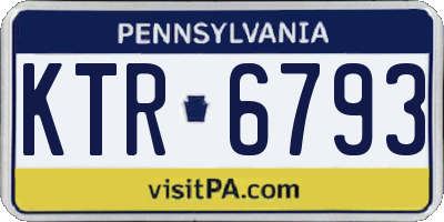 PA license plate KTR6793