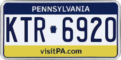PA license plate KTR6920