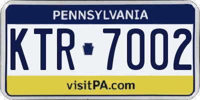 PA license plate KTR7002