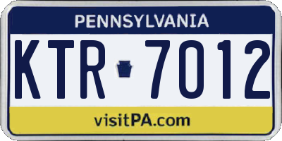 PA license plate KTR7012