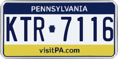 PA license plate KTR7116