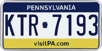 PA license plate KTR7193