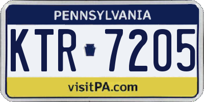 PA license plate KTR7205