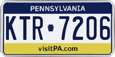 PA license plate KTR7206