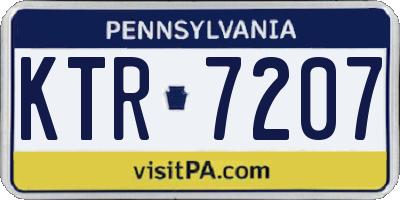 PA license plate KTR7207