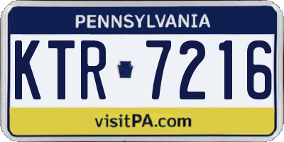 PA license plate KTR7216