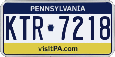 PA license plate KTR7218