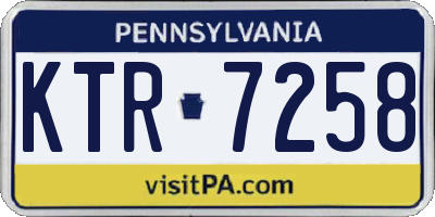 PA license plate KTR7258