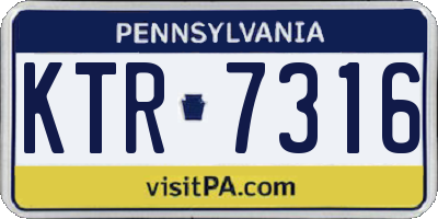 PA license plate KTR7316