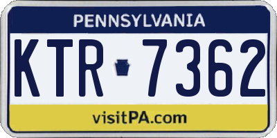 PA license plate KTR7362