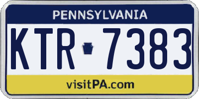 PA license plate KTR7383