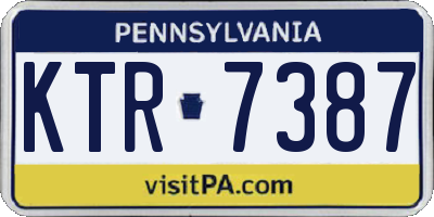 PA license plate KTR7387