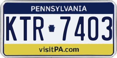 PA license plate KTR7403