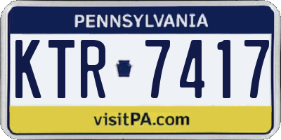 PA license plate KTR7417