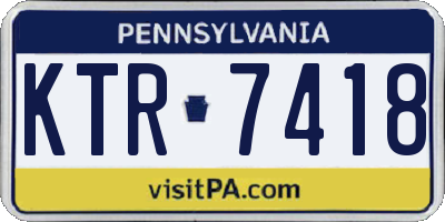 PA license plate KTR7418